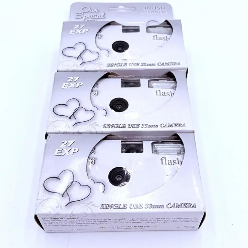 Disposable Cameras Our Special Day Wedding Flash 3 Pack 35mm ISO 27 Exp